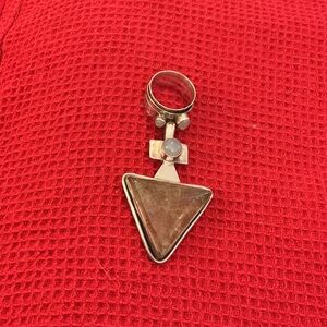 Sterling Silver Triangle Pendant Necklace with Moonstone Accent